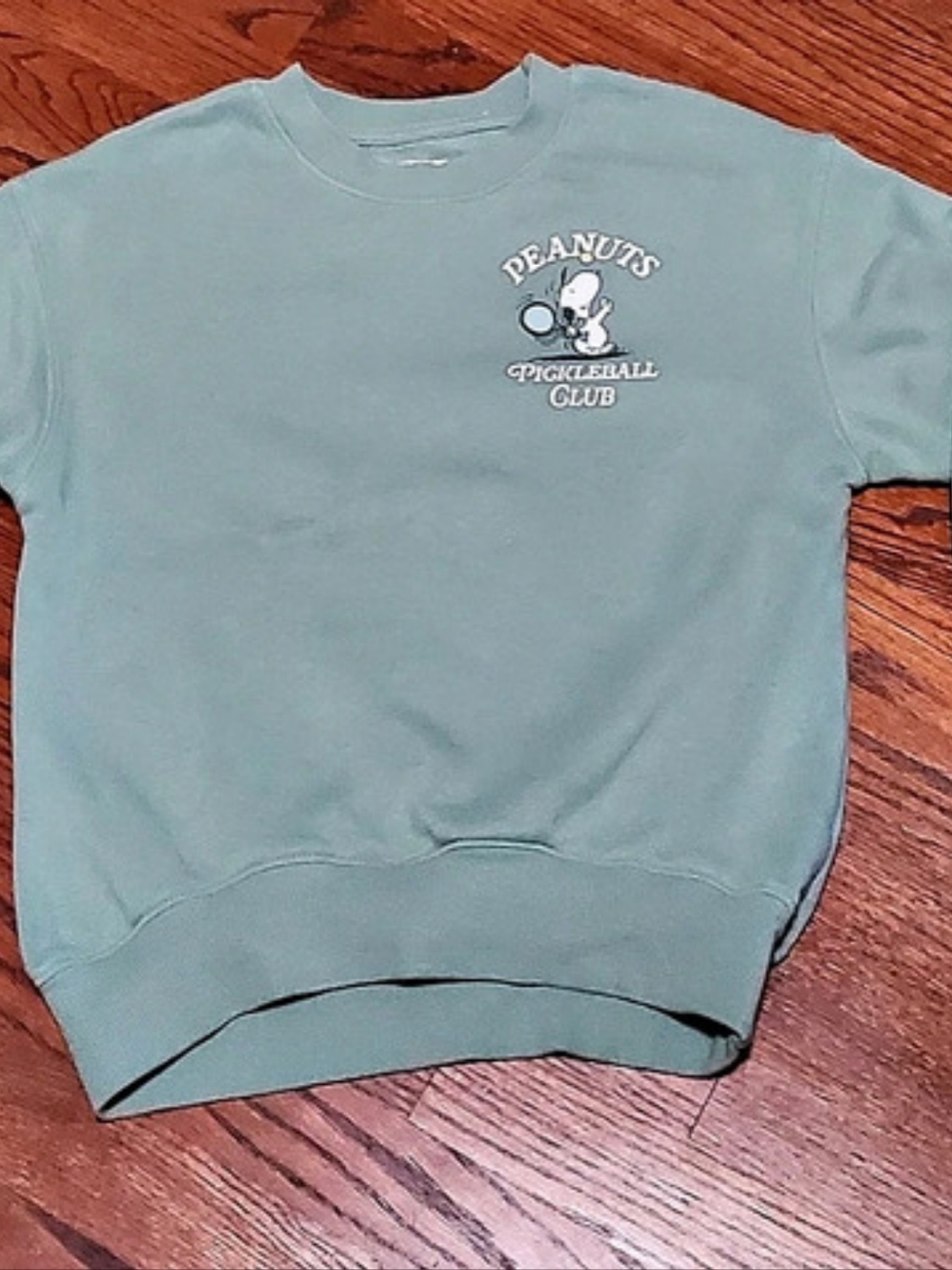 Peanuts Snoopy Pickleball Club Sweatshirt Sage Green Kids Size S (7)